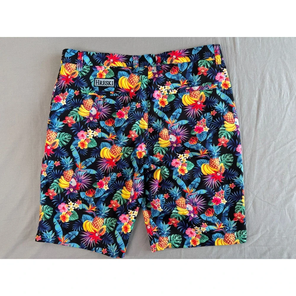 Hreski Shorts Mens Size‎ 34 Tropical Floral Pineapple Banana Print Shorts